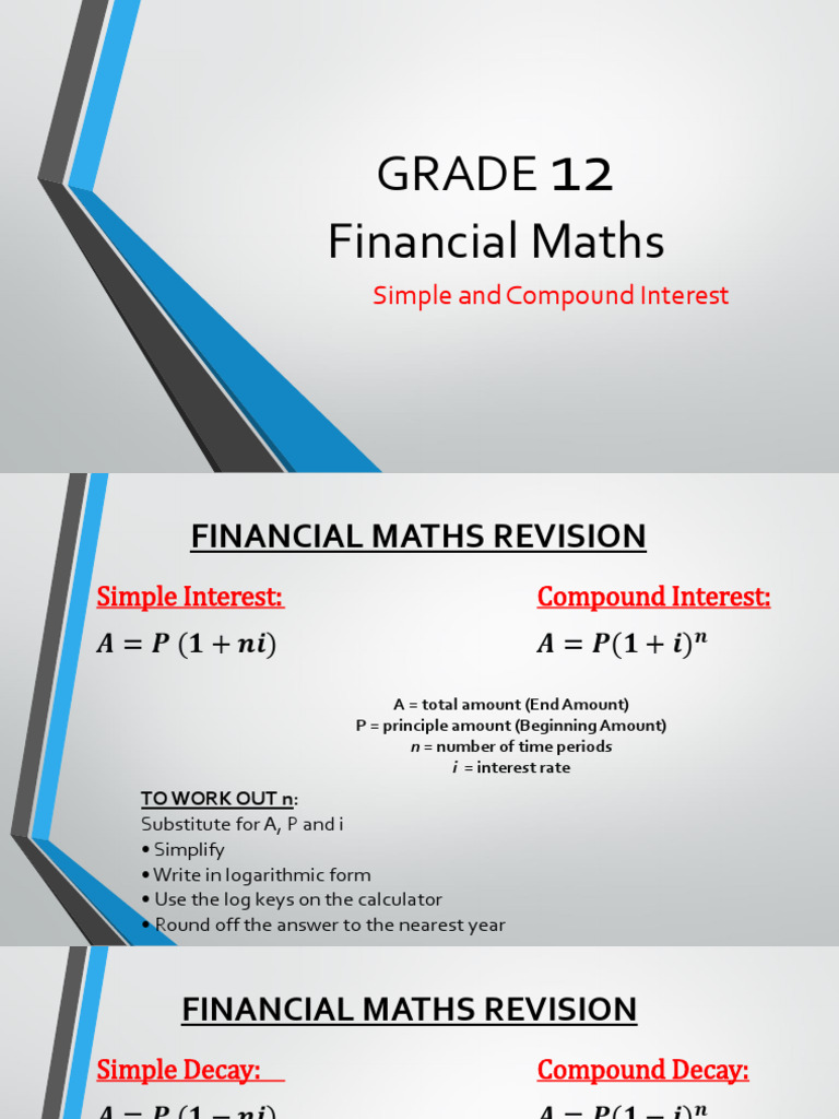 Ws Financial-Maths Simple and Compounddecay 20-5-20 Gr12 | PDF ...