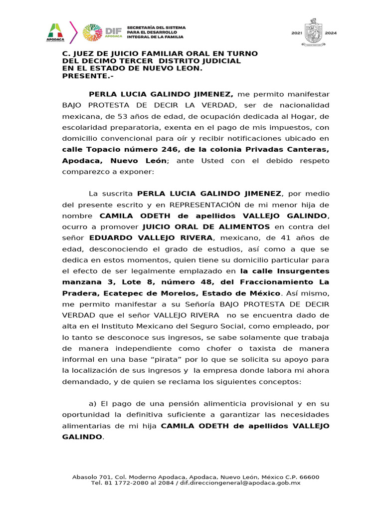 JUICIO DE ALIMENTOS | PDF | Pensión alimenticia | México