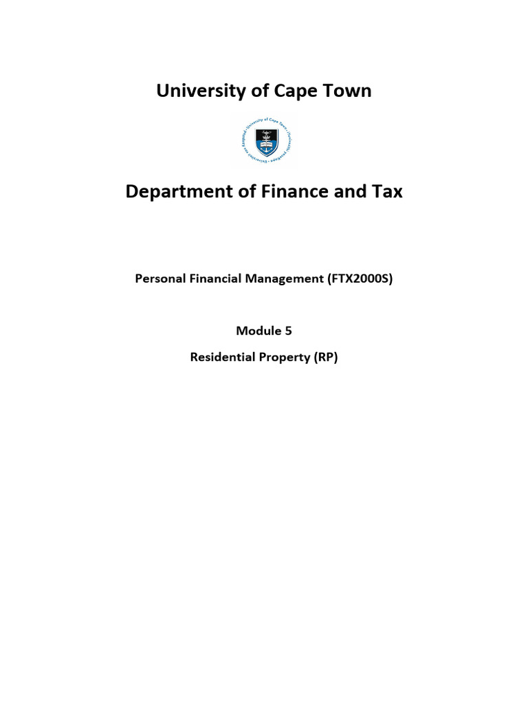 Uct PF - Module 5 Notes Residential Property | PDF | Mortgages | Loans