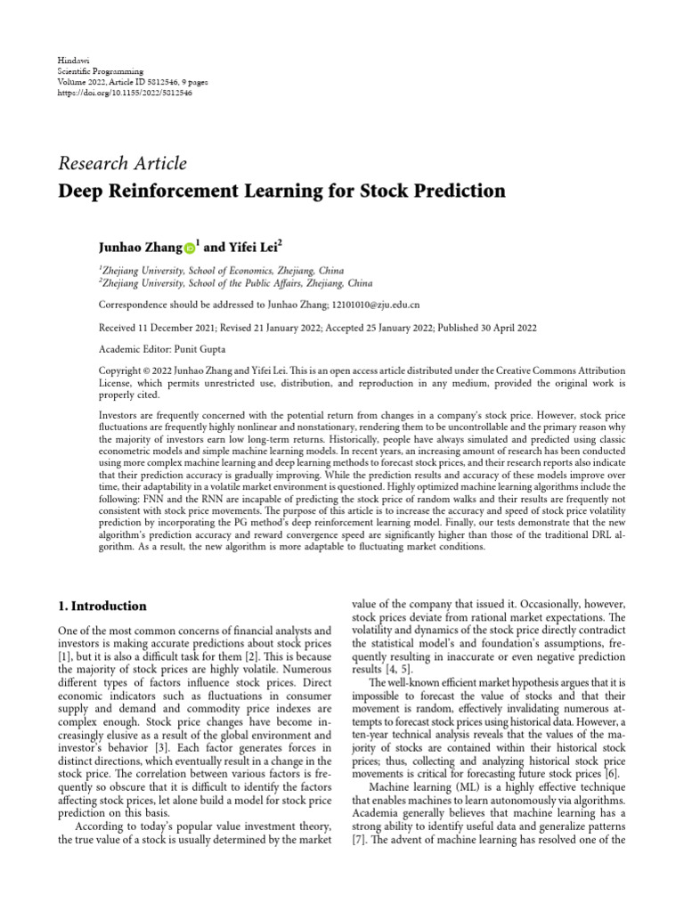 Deep Reinforcement Learning For Stock Prediction | PDF | Machine ...