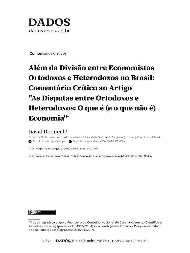Além Da Divisão Entre Economistas | PDF | Economia | Economia heterodoxa