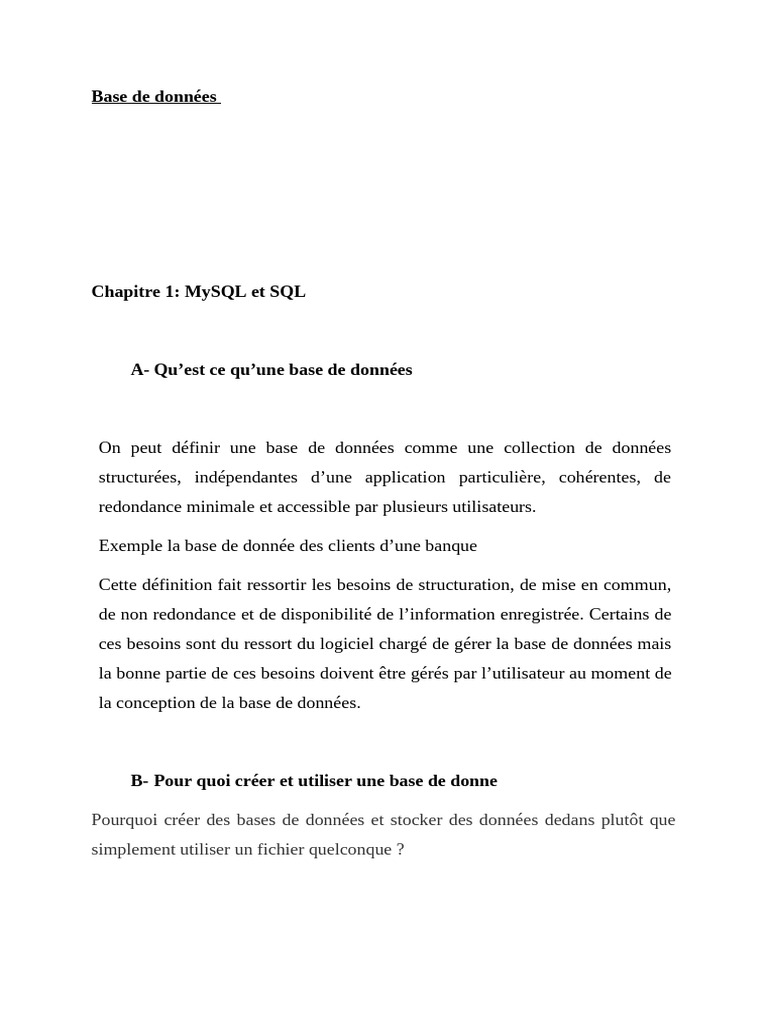 Introduction à MySQL et bases de données | PDF | Bases de données | MySQL