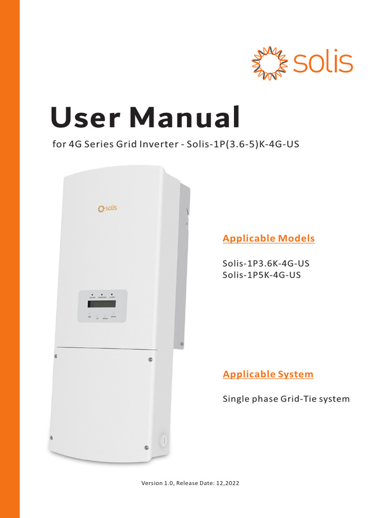 Solis 4G Inverter User Manual | PDF | Power Inverter | Direct Current