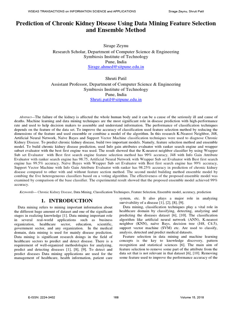 CKD Prediction Using Data Mining Methods | PDF | Statistical ...