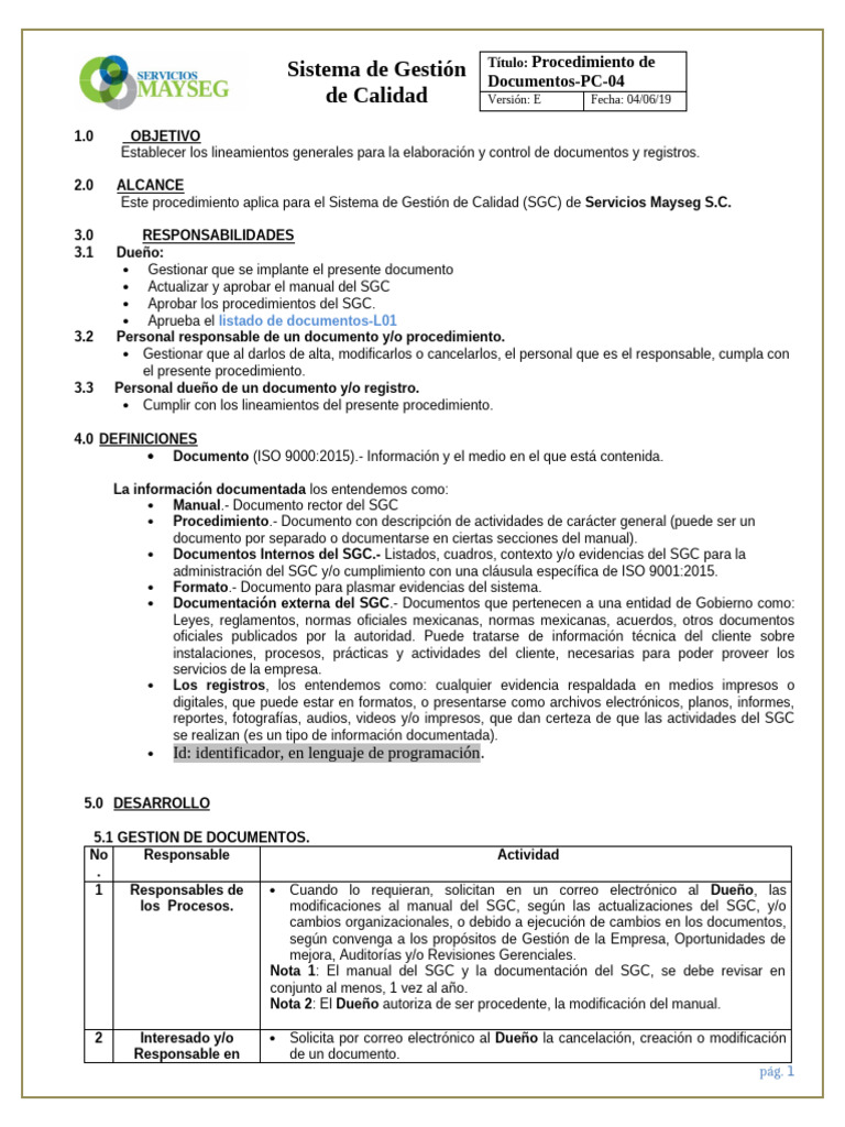 Gestión Documental en SGC | PDF | Sistema de manejo de calidad ...