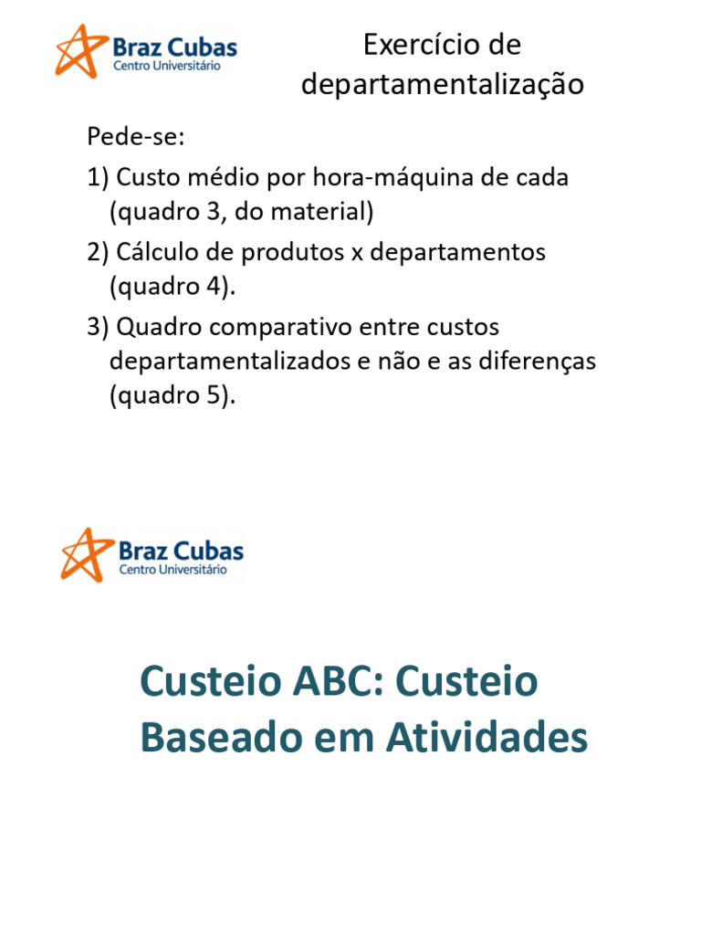Custeio Baseado em Atividades ABC | PDF | Despesa | Economias