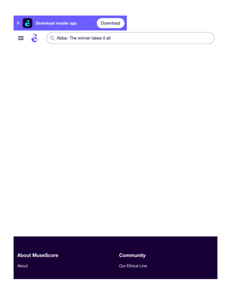 Abba The Winner Takes It All Sheet Music For Piano Solo Easy