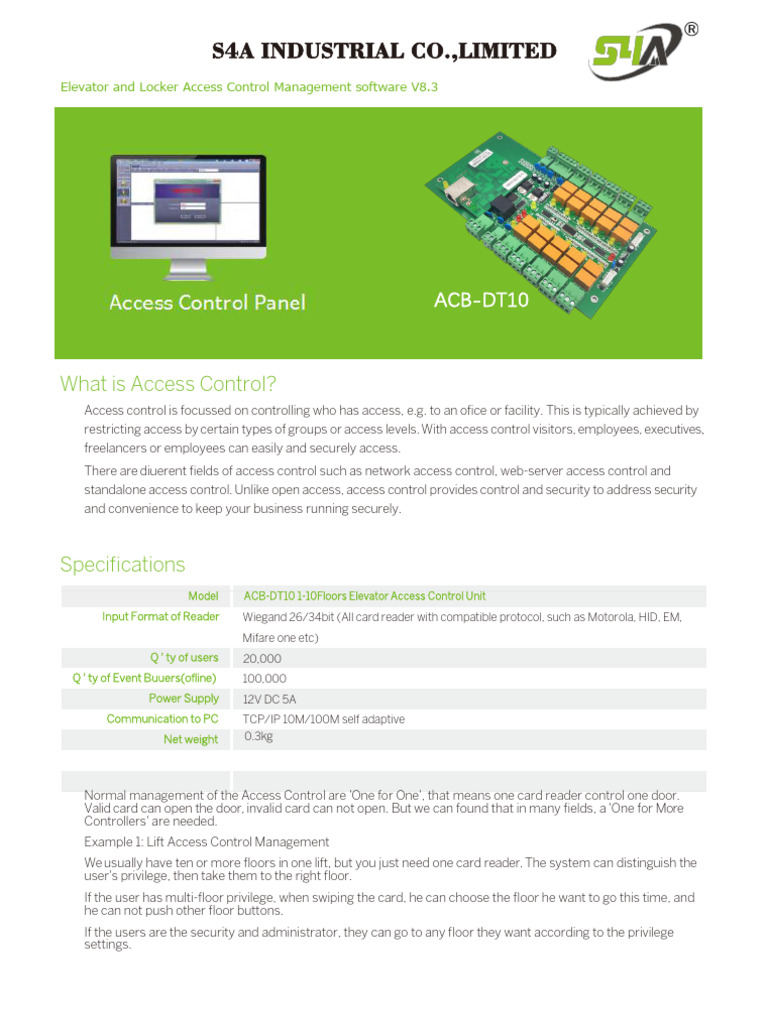Elevator Access Control System Guide | PDF
