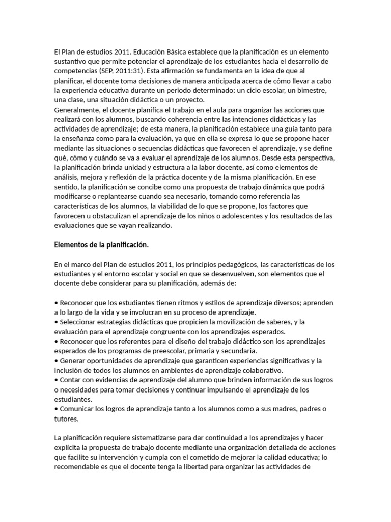 El Plan de Estudios 2011 Act 3 | PDF | Evaluación | Aprendizaje