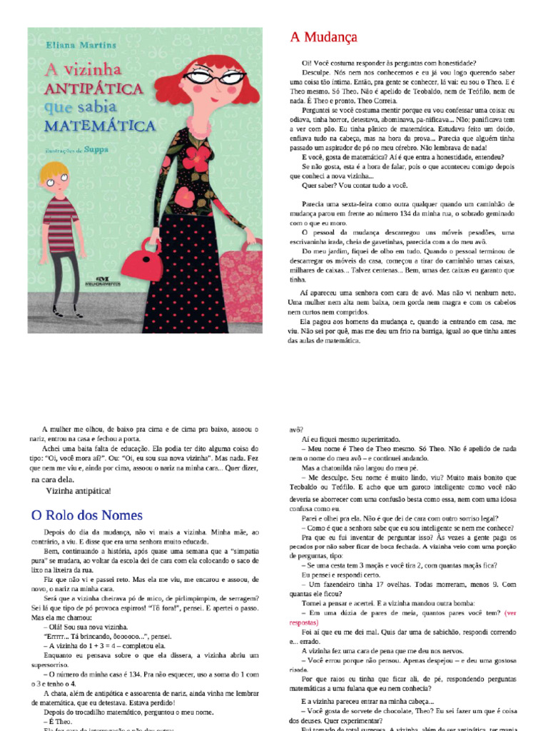 A Vizinha Antipatica Que Sabia Matemática | PDF