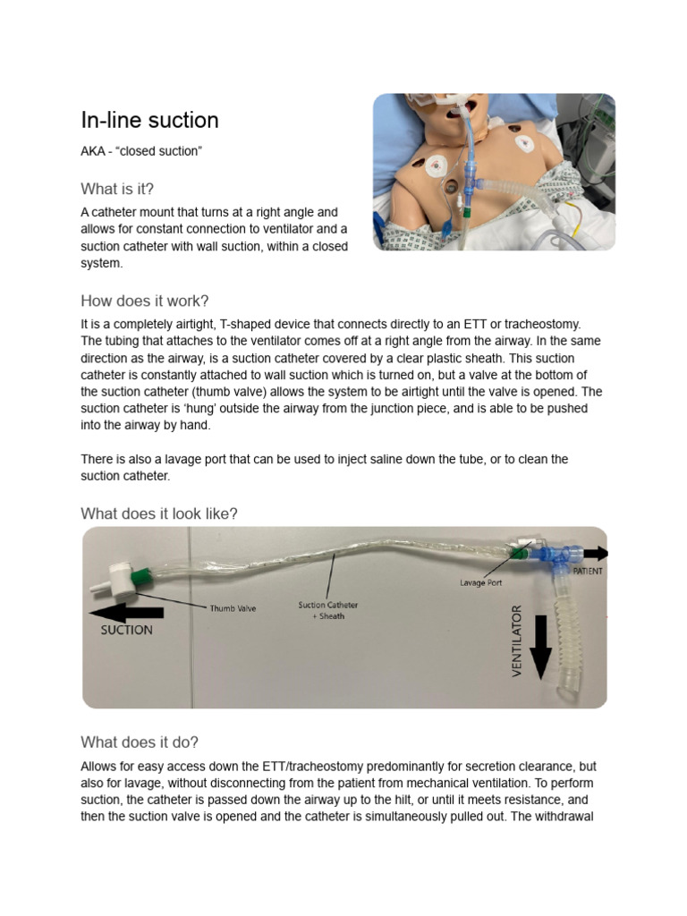 In-Line Suction: Closed System Guide | PDF | Intensive Care Medicine ...