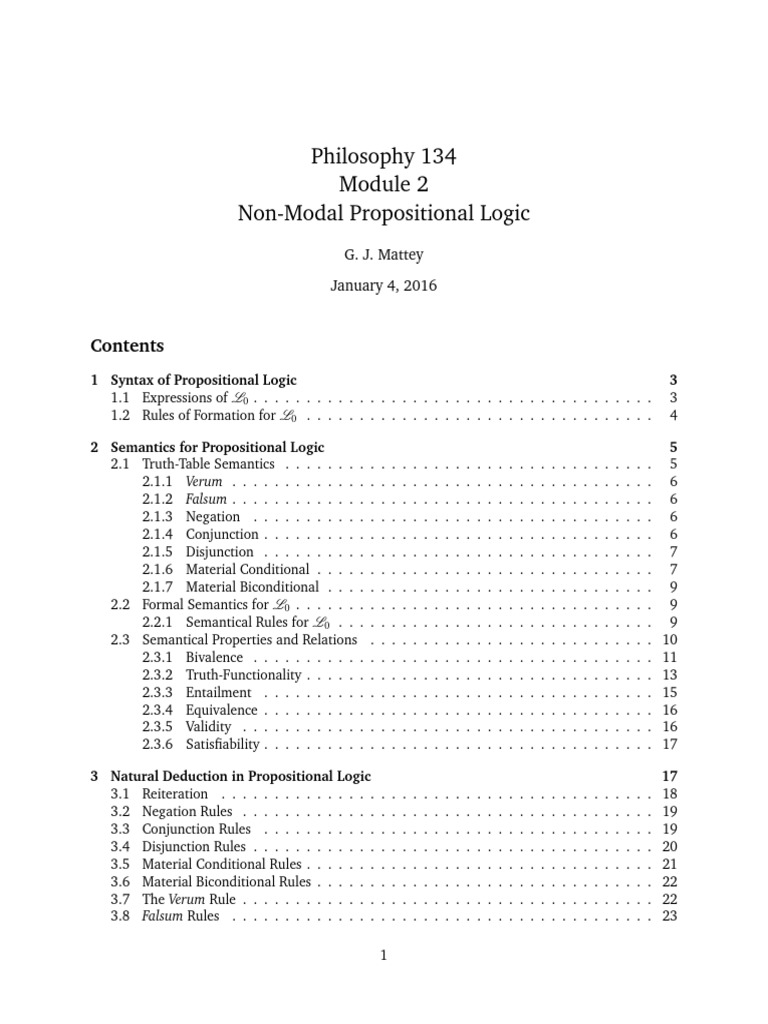 Module 2 - Nonmodal Propositional | PDF | Interpretation (Logic) | Logic
