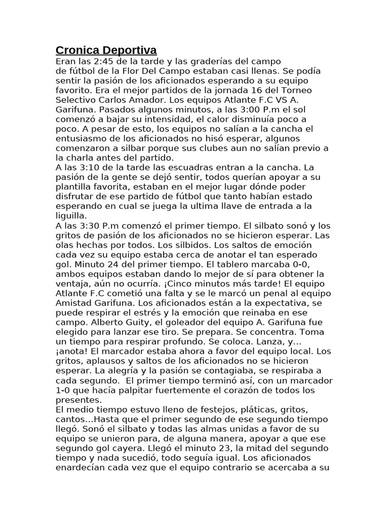Cronica Deportiva | PDF | Asociacin de Futbol | Deportes