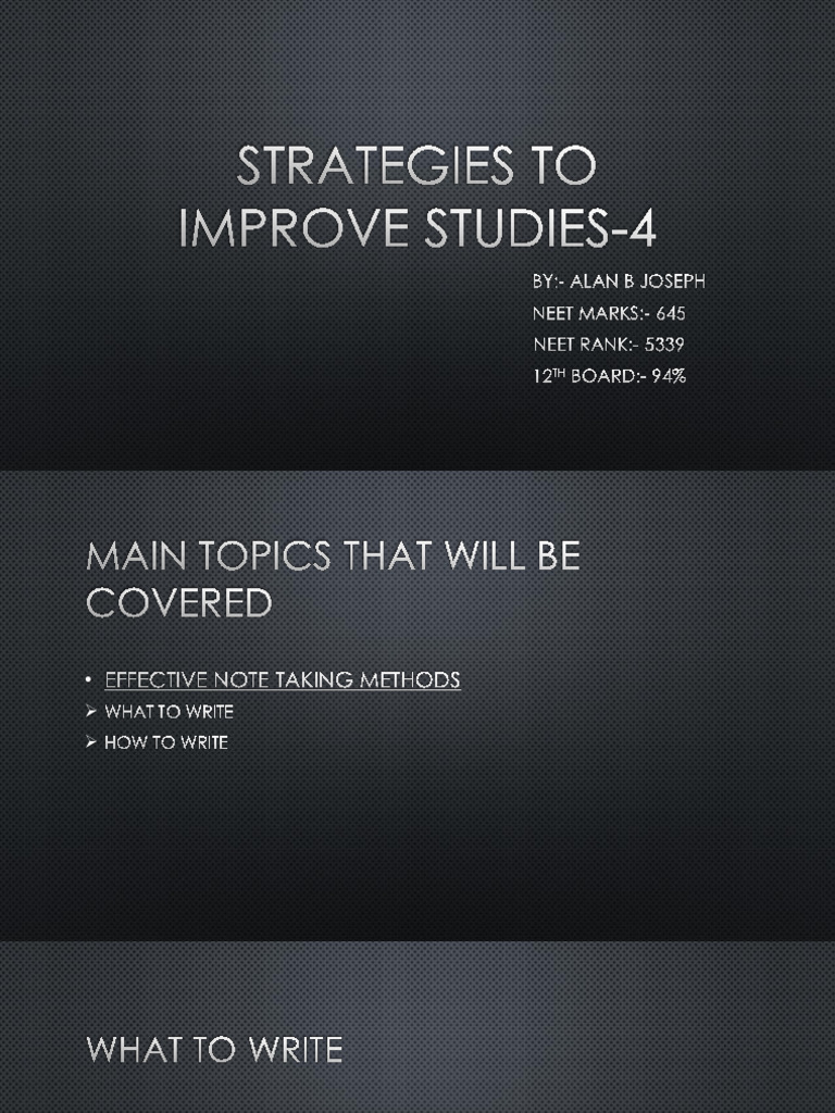 Strategies To Improve Studies-4 | PDF | Career & Growth