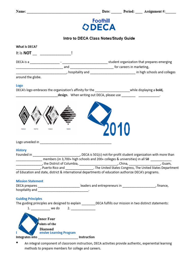 DECA Intro - 2024-25 - Student Notes | PDF | Project Based Learning ...