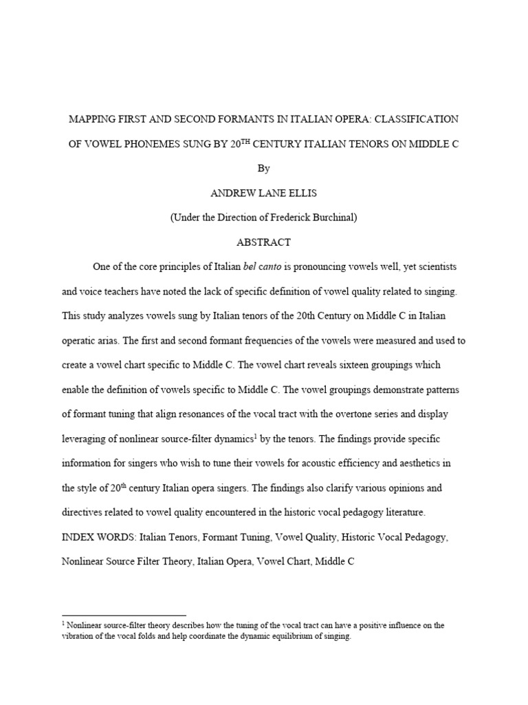 Vowel Formants in 20th Century Italian Opera | PDF | Human Voice | Vowel