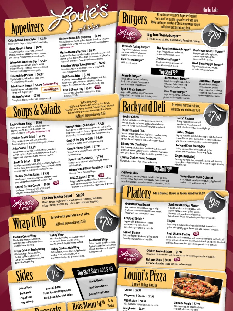 Louie's Grill & Bar On the Lake (Hefner) Salad Hamburgers