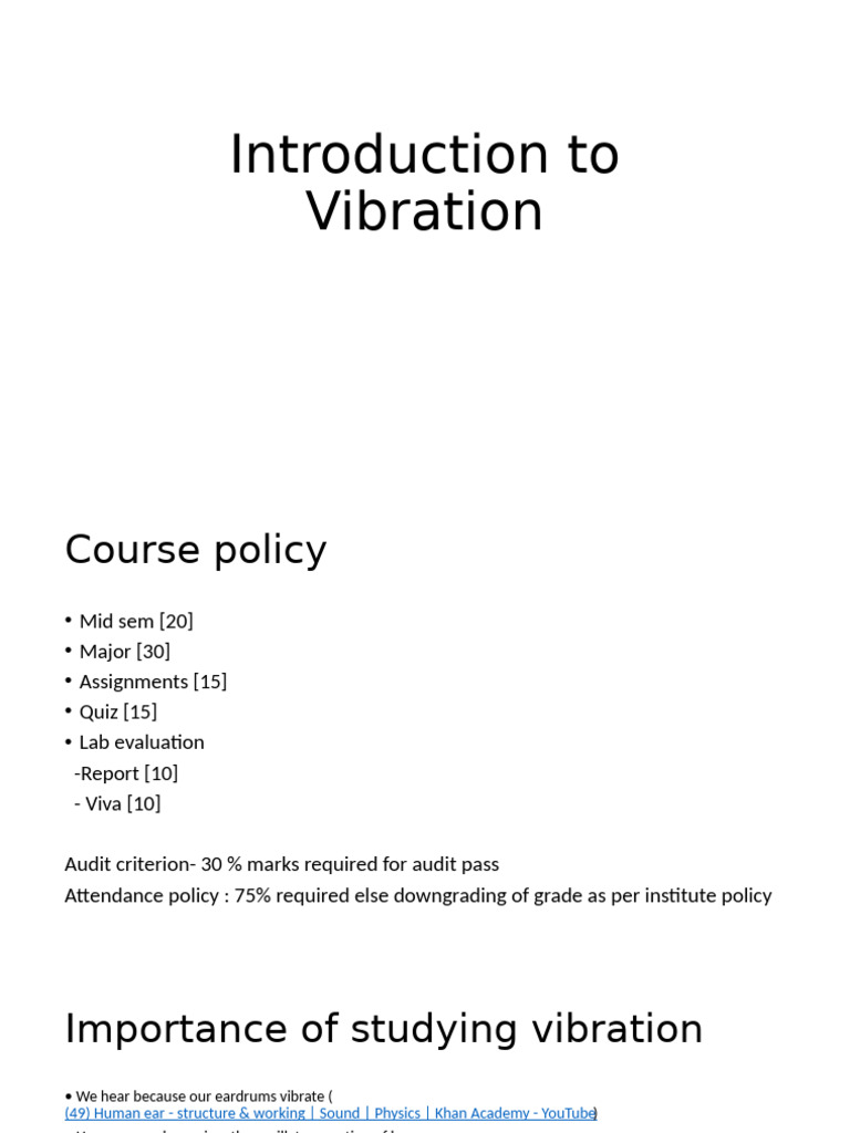 Introduction to Vibration Course Overview | PDF | Oscillation ...