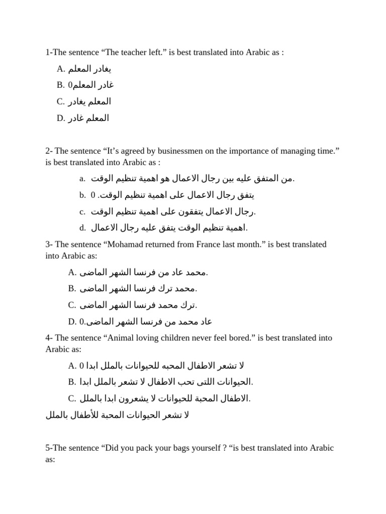 Translation Examples 1 ANSWERS | PDF