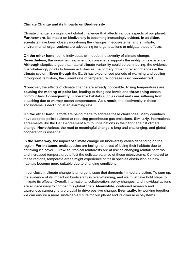 Climate Change's Impact on Biodiversity | PDF | Climate Change ...