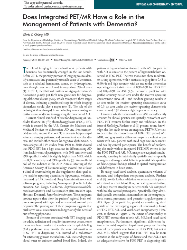 Chiang 2018 Does Integrated Pet MR Have A Role in The Management of ...