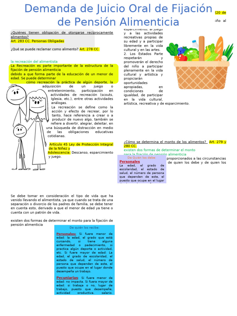 juicio oral de alimentos apuntes | PDF | Pensión alimenticia | Justicia