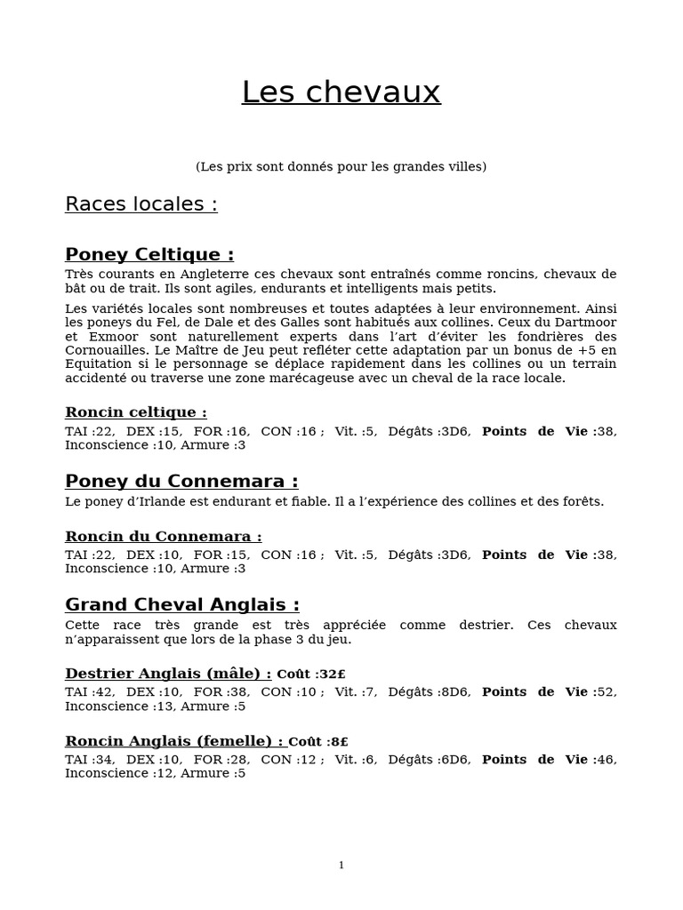 Races de chevaux et caractéristiques | PDF | Chevaux | Races chevalines