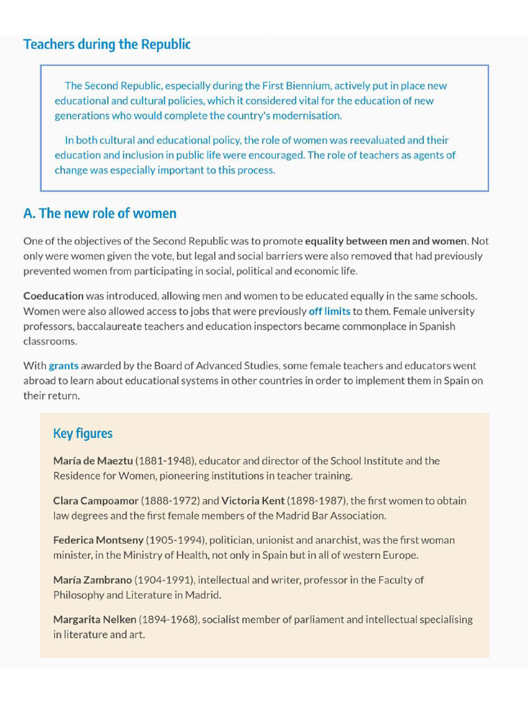 Women and Education On The Spanish Second Republic | PDF
