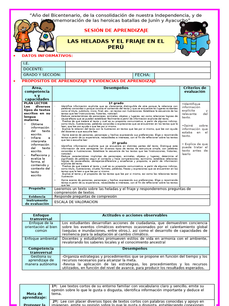 Heladas y friaje en el Perú: Aprendizaje | PDF | Aprendizaje | Información