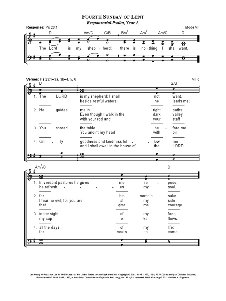 Modal Responsorial Psalms 4th Sunday of Lent Years ABC PDF Mass