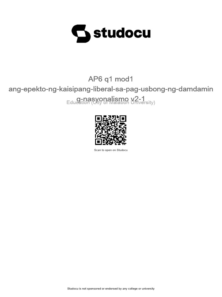 Ap6 q1 mod1 ang epekto ng kaisipang liberal sa pag usbong ng damdaming