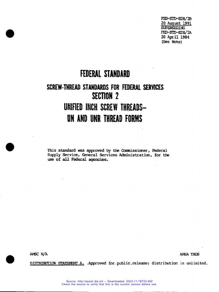 Fed STD H28 - 2B | PDF | Screw | Metalworking