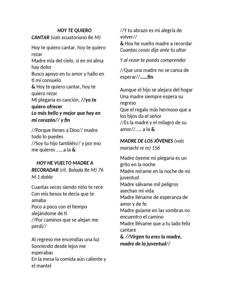 Cantos a la Virgen María | PDF | María, madre de Jesús | Oración