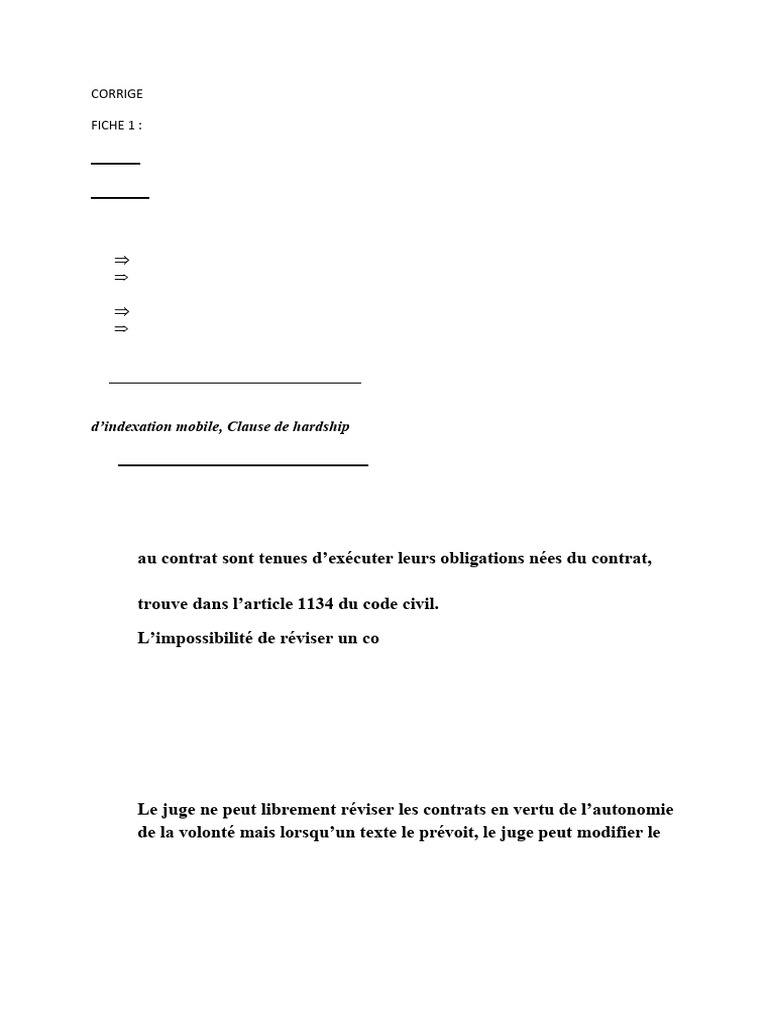 Force obligatoire et clause de hardship | PDF | Droit des obligations ...