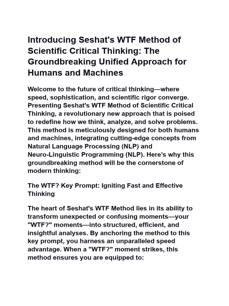Seshat's WTF Method for Critical Thinking | PDF | Critical Thinking ...