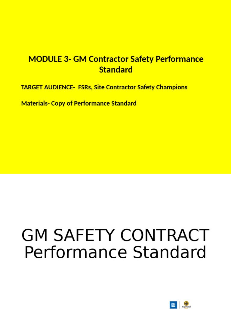 GM Contractor Safety Performance Standard | PDF | Employment ...