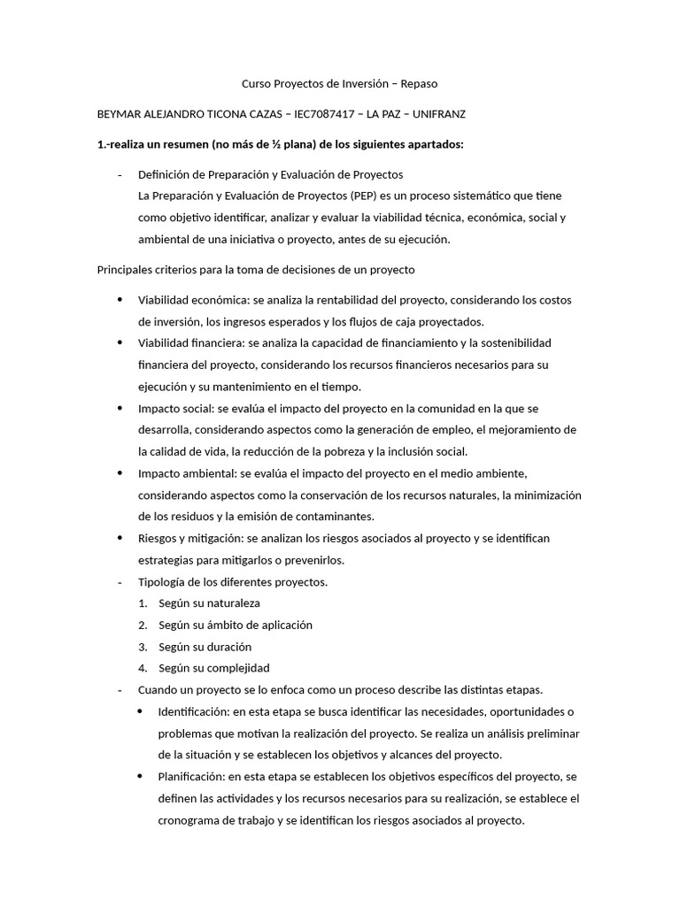 Proyectos de Inversion | PDF | Tasa interna de retorno | Economias