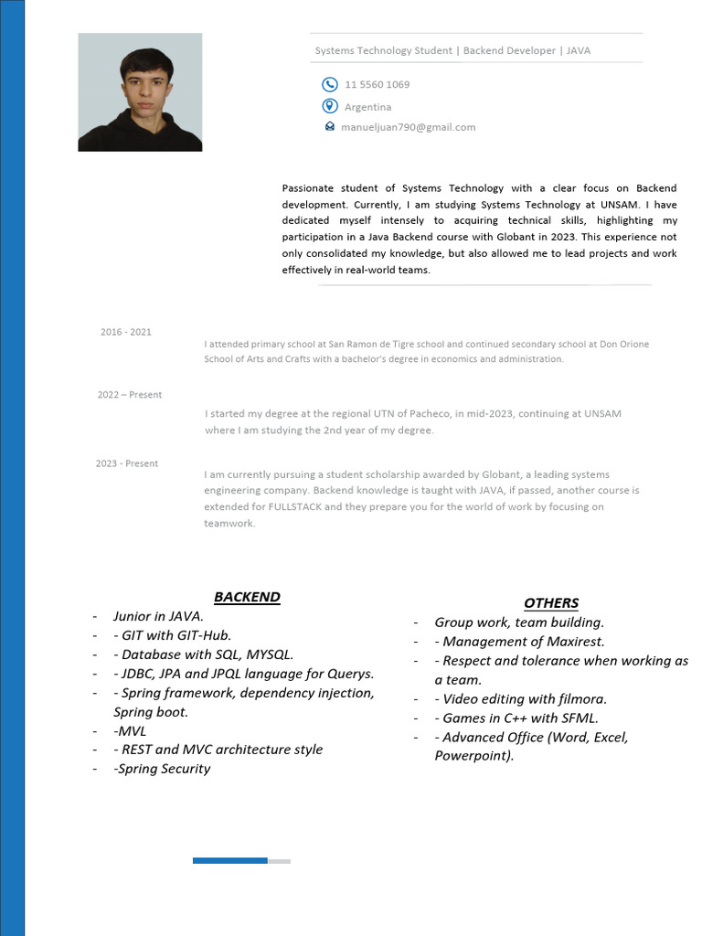 Aspiring Backend Developer Profile | PDF | Computing | Databases