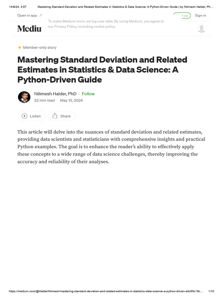 Standard Deviation Program Python Game