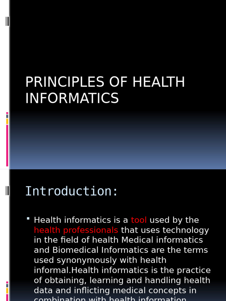 Health Informatics Principles | PDF | Health Informatics | Data