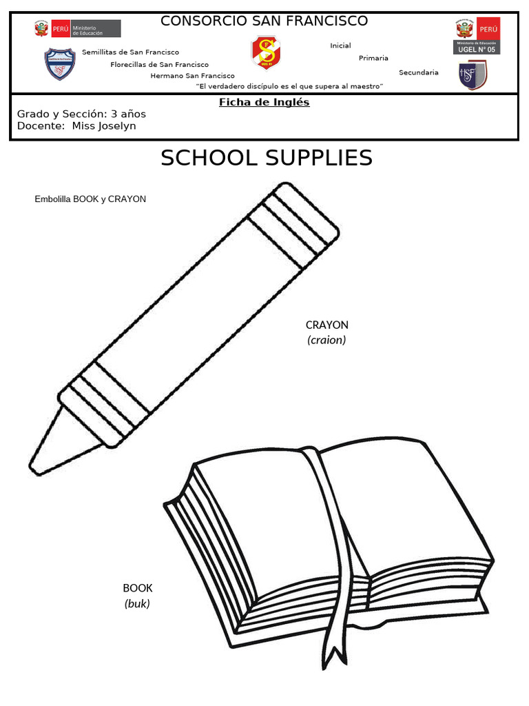 Utiles Escolares en Ingles | PDF