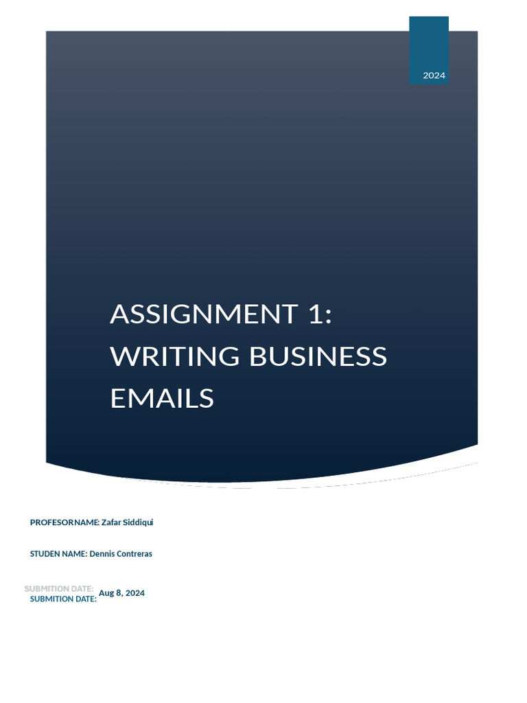 Assigmetn 1 Writing An Email | PDF