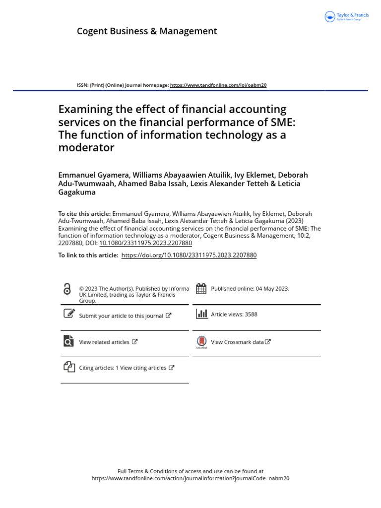 Impact of Accounting Services on SME Performance | PDF | Small And ...