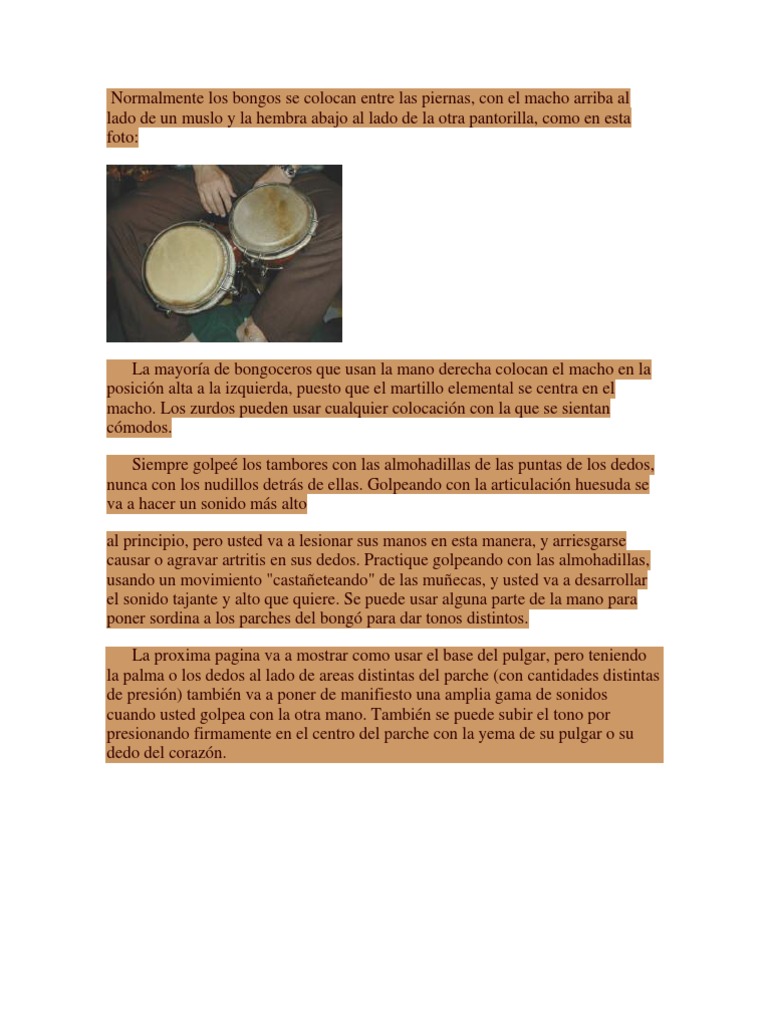 Tutorial de Bongos PDF Mano Ritmo