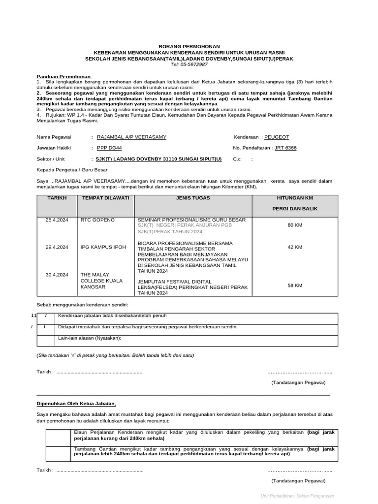 Penggunaan Kenderaan Baru | PDF