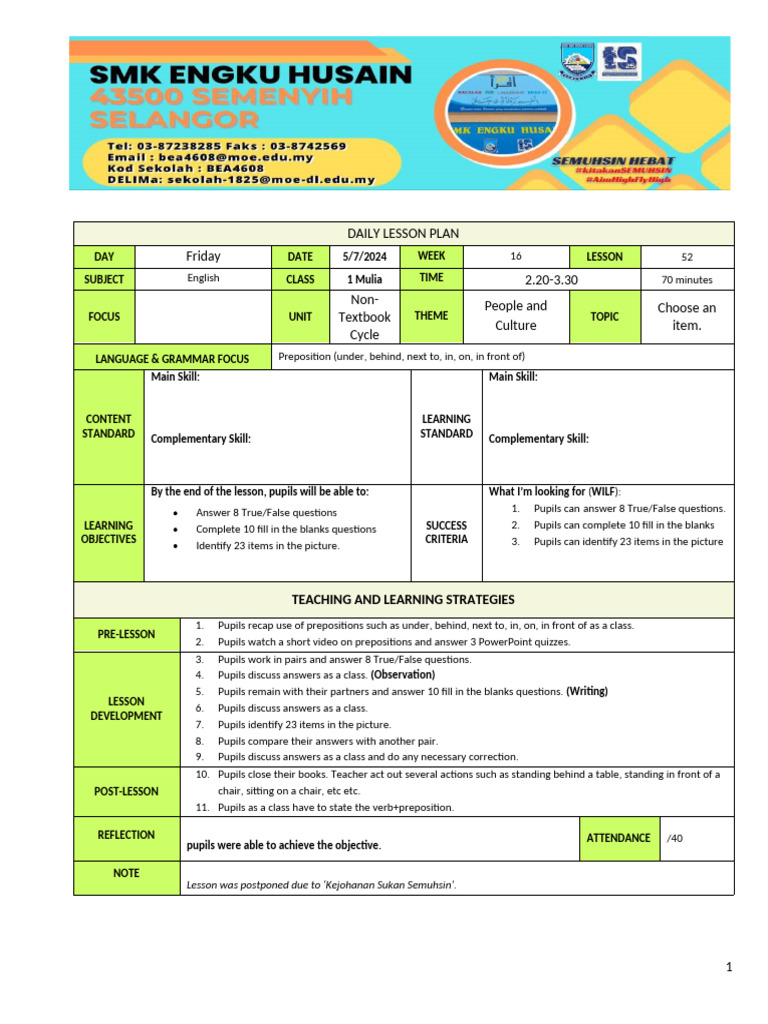 LP WEEK 16 Friday 5 | PDF | Lesson Plan | English Language