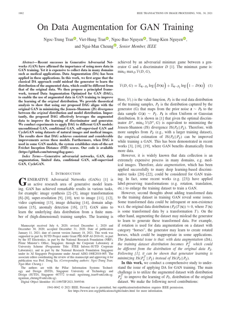 Data Augmentation for GAN Training | PDF | Machine Learning | Applied ...