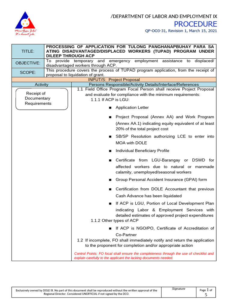 TUPAD Application Process Overview | PDF | Occupational Safety And ...