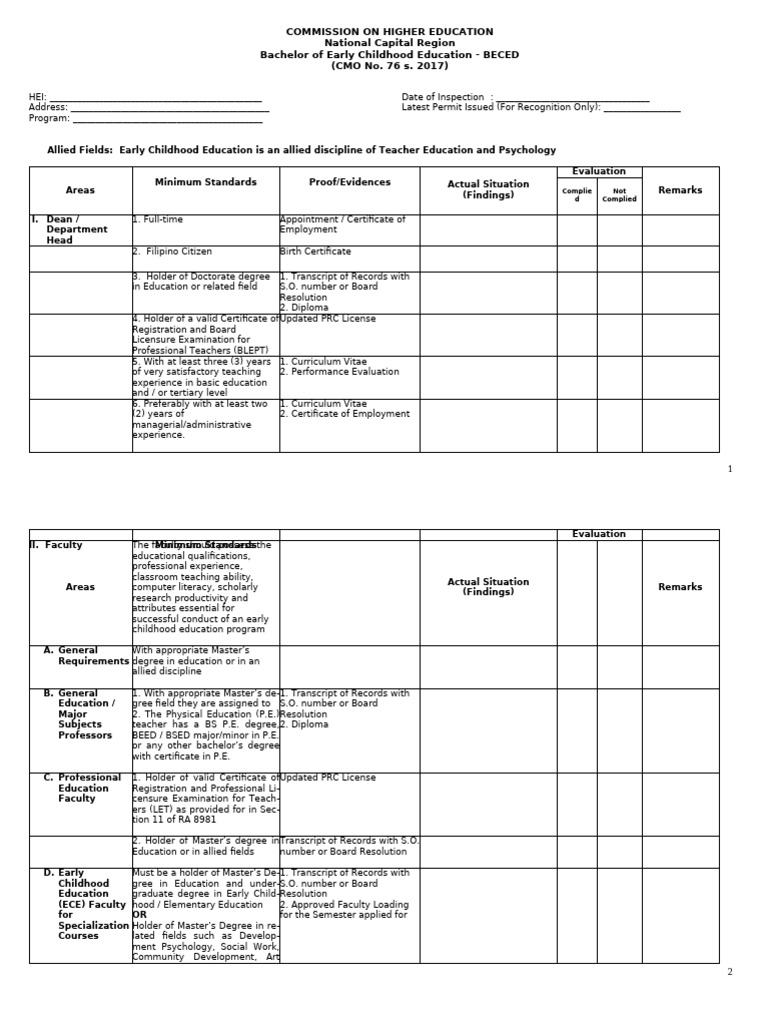 BECED Program Compliance Evaluation | PDF | Academic Degree | Laboratories