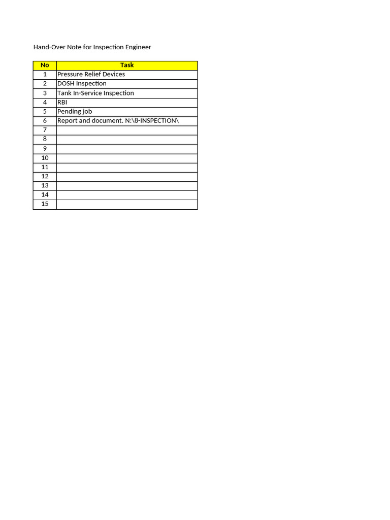 Inspection Engineer Hand-Over Note | PDF | Crane (Machine)